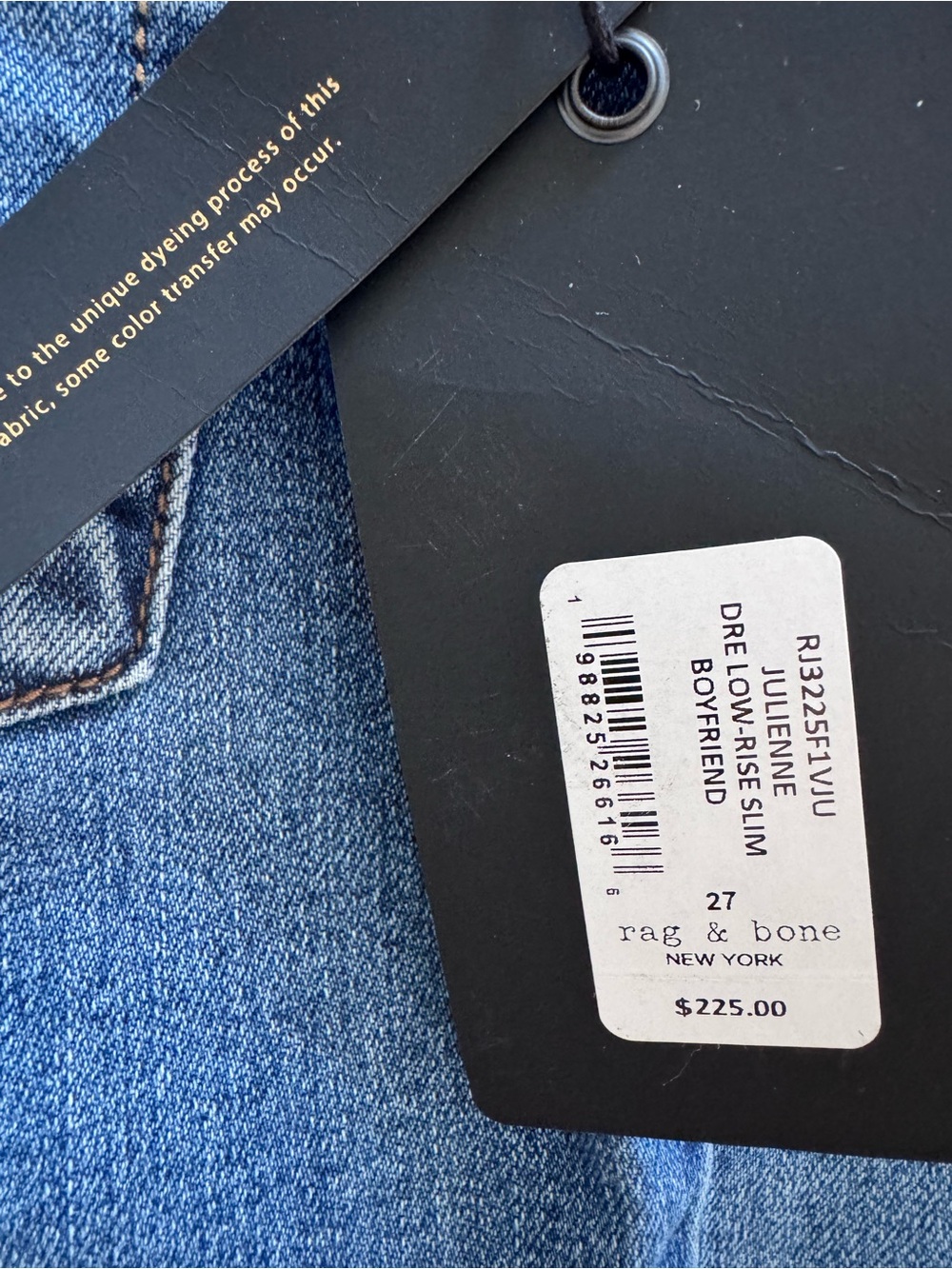 NWT Rag & Bone Dre Low-Rise Stretch Boyfriend Jeans - Julienne; Size 27 - Picture 15 of 16